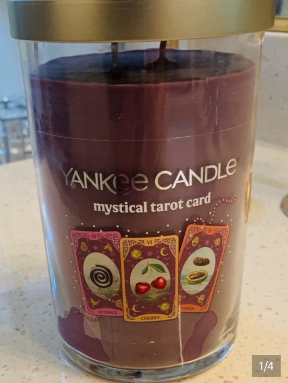 Yankee Candle Mystical Tarot Card Jar Candle - Purple with Gold Lid - Picture 2 of 3